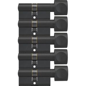 DOM Zwarte knopcilinder Plura 30/30mm - SKG 3 sterren - 5 gelijksluitende knopcilinders