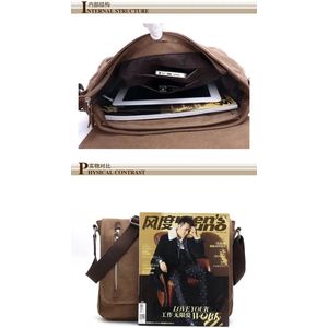 Retro Messenger Bag schoudertas 14 inch laptoprugzak heren vrouwen tas koerierstas multifunctioneel canvas