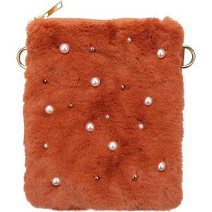 Yehwang - Bag Pearls and Fur - schoudertas - bruin