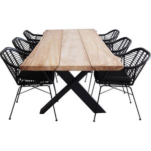 7-delige tuinset | 6 Oslo tuinstoelen Black | Pohon tuintafel