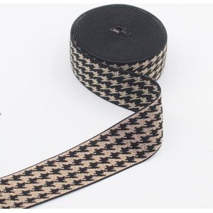 3 Meter LUREX ELASTIEK, Breedte 40MM, Kleur ZWART+GOUD 02