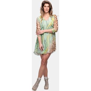 Mucho Gusto - San Leo - A-lijn Jurk - Groen - Paisley met Luipaardprint