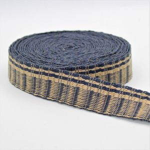 5 Meter Vintage TASSENBAND, Breedte 30mm, Kleur T029 blauw/beige