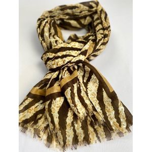 Dames sjaal met zebra print en zilver 50% katoen & 50% viscose