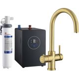 3in1 Multi-Tap Filtrete kokend water kraan incl. boiler&3M waterfilter- C-uitloop Goud