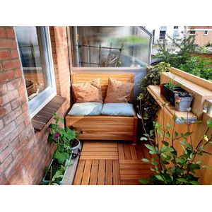 Kleine teakhouten tuinbank met opbergruimte - 100 x 60 x 90 cm - Duurzaam Teakhout - Blijft strak en mooi - Sterke constructie om lang mee te gaan