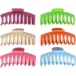 Haarsoires Haarspeld Haarklemmen 11cm – Groot Model – Groen Blauw Roze Paars Creme Oranje – Set van 6 - Haarclip Klem - Hair Claw - voor Opsteken Haar - Hair Clip - Decoratieve Haaraccessoire