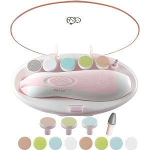 Elektrische Nagelvijl - Roze - Baby Nagelverzorging - Ook Voor Volwassenen - Veilig en Zacht voor Baby's - Inclusief 6 Diverse Vijl koppen incl. Polijstkop - Waterbestendig - Manicureset Baby - LED Licht - Baby Cadeau