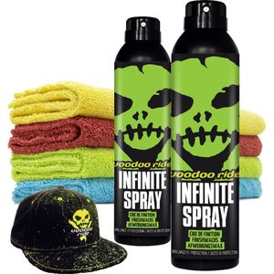 VooDoo Ride Quick Detailer voor In- En Exterieur set, bestaande uit; 2 x Infinity Spray, 4 x Ultra zachte Poetsdoekjes 550 gsm 40x40 cm.