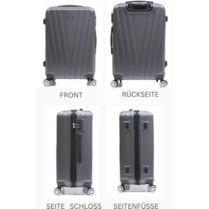 Reiskoffer - Koffer met TSA slot - Reiskoffer op wielen - Stevig ABS - 65 Liter - Road - Grijs - Travelsuitcase - M