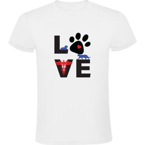 Love Heren T-shirt | dokter | arts | kat | dierenarts | poes | hond | huisdier | poot | dierendag | dier | liefhebber | Wit