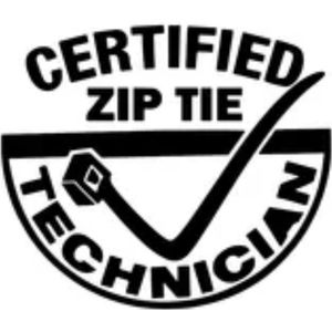 ziptie technician autosticker grappig monteur tye rip zwart 17x15