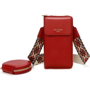 Gallantry - Crossbody - telefoontasje - portemonnee - Mobiele Telefoon - Smartphone - D. Rood