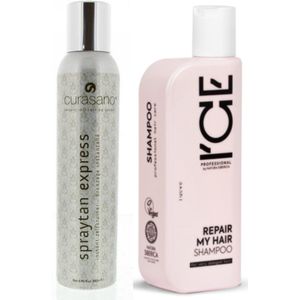 CURASANO Spraytan, Tanning Spray, 200ml + Bio / Vegan Shampoo Repair My Hair
