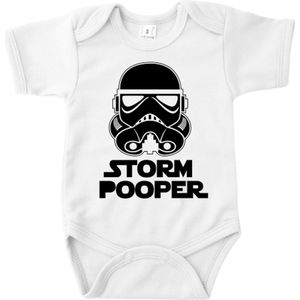 Romper | Storm Pooper | Maat 62 | Baby | Kraamcadeau | Wit | Zwart | Gifts by M