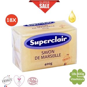 Zeepblok 18x400g | Savon De Marseille met Glycerine zonder parfum | Superclair
