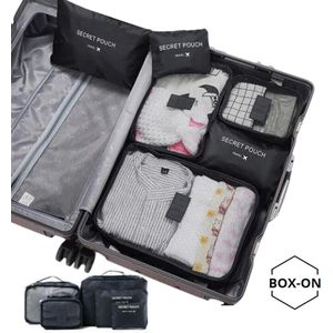 BOX-ON - Packing Cubes Backpack - Zwart - 6 Delig set - Kleding organizer voor koffers, tassen en backpack - Bagage Organizers Kleding - Cadeau Vrouw Man -