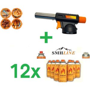 SMH LINE® Gasbrander - Creme Brulee Brander - keukenbrander - Incl. 12x Gasflessen