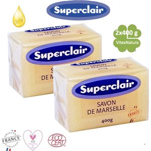 Zeepblok 2x400g | Savon De Marseille met Glycerine zonder parfum | Superclair