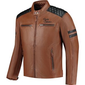 Rusty Stitches Jari V2, leren jasje, bruin/zwart, S