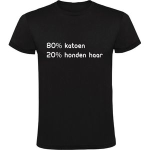 80% katoen 20% honden haar | Heren T-shirt | hond | huisdier | haaruitval | in de rui | herkenbaar | dier | Zwart