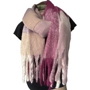 Warme Sjaal - Dikke Kwaliteit - Geblokt - Paars - 220 x 52 cm (999126#)