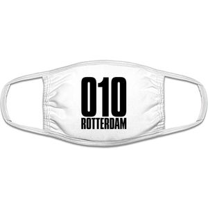 Rotterdam 010 mondkapje | gezichtsmasker | bescherming | bedrukt | logo | Wit mondmasker van katoen, uitwasbaar & herbruikbaar. Geschikt voor OV