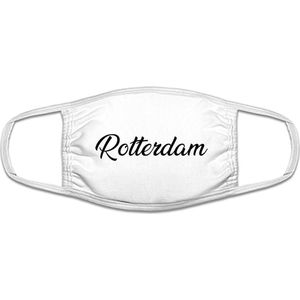 Rotterdam mondkapje | gezichtsmasker | bescherming | bedrukt | logo | Wit mondmasker van katoen, uitwasbaar & herbruikbaar. Geschikt voor OV
