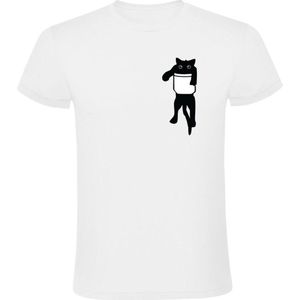 Kat in borstzakje Heren T-shirt - dieren - poes - zakje - huisdier - grappig