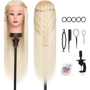 Equivera Oefenhoofd Kappershoofd - Oefenpop Kapper - Oefenhoofd Echt Haar - Human Hair - Oefenhoofd