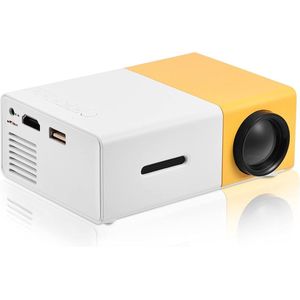 Mini Beamer - Input tot 1080P - Projector - Mini Projector - HDMI - USB - Wit / Geel - Draagbaar - Ingebouwde speaker