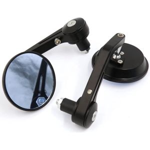 Bar end spiegels scooter en motor zwart rond universeel stuureinde spiegels mirrors - Anroc®