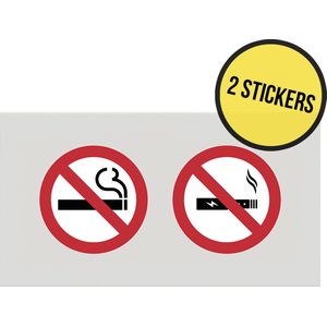 Pictogram/ stickers (2x) | 20 x 10 cm | Roken en vapen verboden | E-sigaret | Dampen | Elektronische sigaretten | Vape | Rookverbod | Brandgevaar | Tabak | Universeel | 2 stuks