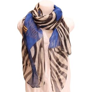 Lange Dunne Dames Sjaal - Zebraprint - Blauw - 180 x 80 cm (1#)