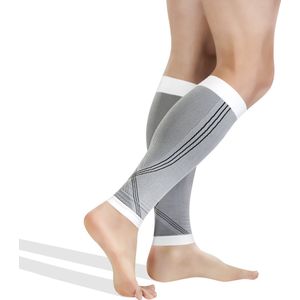 Beensleeve - Kuit Compressie - Wit/Grijs - Large