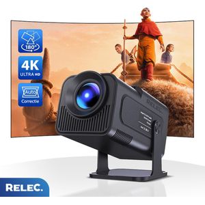 Relec Mini Beamer | Inclusief HDMI kabel & Afstandsbediening | WiFi, HDMI, BT 5.0 | 4K support | Ingebouwd Android 11 systeem | Projector | Metallic Black