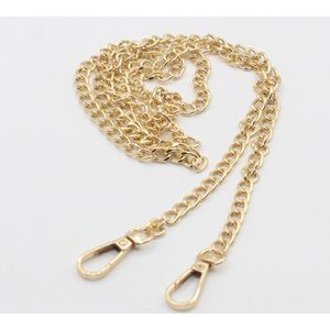 GOUDEN KETTING met 2 MUSKETONSLUITINGEN / LOBSTERS, Lengte 120CM = 1,20 Meter , Hoogte 7MM, (Elke Schakel is 10mm lang en 7mm hoog), Accessoire voor TASSEN, GELDBEUGELS, HANDTASSEN, enz., Kleur GOUD