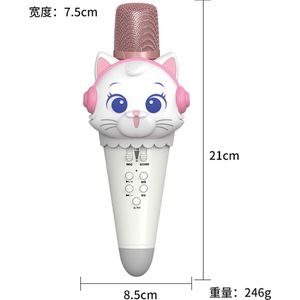 Draadloze microfoon Cartoonmicrofoon voor kinderen Draadloze Bluetooth Audio All-in-One Microfoon Kat Vorm Kinderspeelgoed (wit)