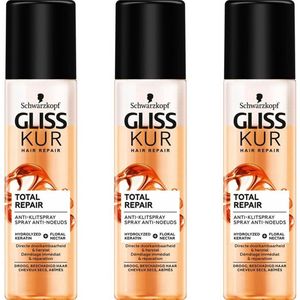 Gliss Kur Anti-Klit Spray Total Repair - Voordeelverpakking 3 x 200 ML