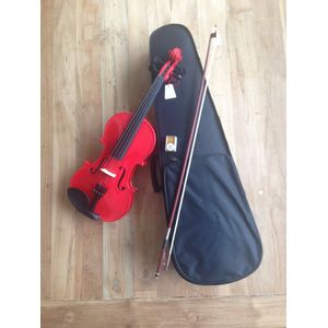 Serafs MV012W-RD rode kinderviool(1/2) met koffer, boog en hars (MASSIEF blad)