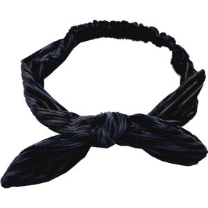 Haarband Knoop Strik Velvet Rib Zwart