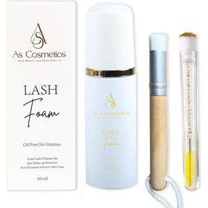AE beauty - *NEW Lash Foam Shampoo 60ML Complete Set - OLIEVRIJ - Wimper Extentions - Wimperlifting - Make-up Reiniger- Inbegrepen Applicator + WimperborstelCleanser