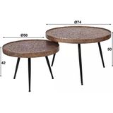 AnLi-Style Salontafel set van 2 ronde tafeltjes metallic antiek brons