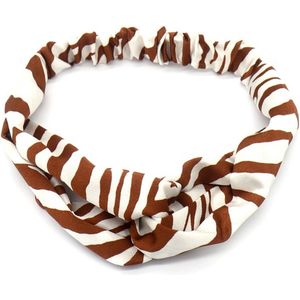 Haarband Twist Zebra Print Bruin Wit