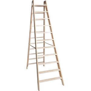 Huishoudtrap 10 treden - Stahoogte 188 cm - Houten trap - Keukentrapje hout - Werktrap - Grenen trap