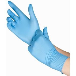 Wegwerp Handschoenen - Disposables - Nitril - Poeder vrij - Wegwerp eenmalig gebruik BLAUW 100 stuks/doos maat Large