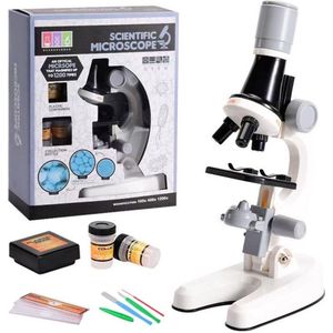 Microscoop Voor Kinderen - Junior Microscoop - Veel Accessoires - Biologisch - Wetenschap - Educatief - Tot X1200 - LED Verlichting - Kinder Speelgoed - Junior - Wit