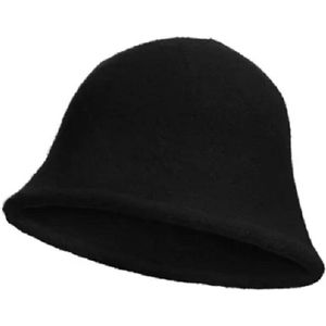 Bucket Hat Soft Basic Zwart - Nieuwe Stijl Vissershoedje Hoed Hoedje Zacht Warm Winter Black