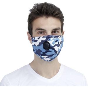 Trendy Mondkapje - leger print met ventiel I Herbruikbaar mondmasker|Wasbaar gezichtsmasker|Niet-medisch|Zacht elastiek|Volwassenen|katoen mondkapje