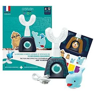 Y-Brush - Elektrische tandenborstel voor kinderen – Y-borstel – 3 maanden batterijduur – nylonstart voor kinderen (4-12 jaar) – applicator walvis blauw
